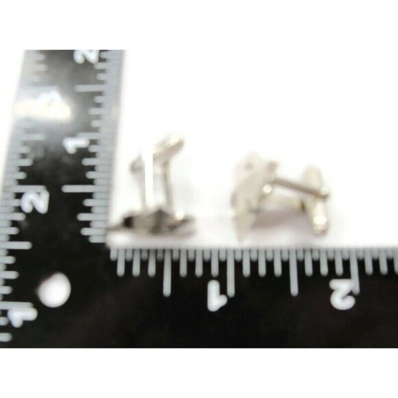 Anson Cufflinks Triangular Design Silver Tone Tux Shirt Dress Suit Vintage - Picture 4 of 9